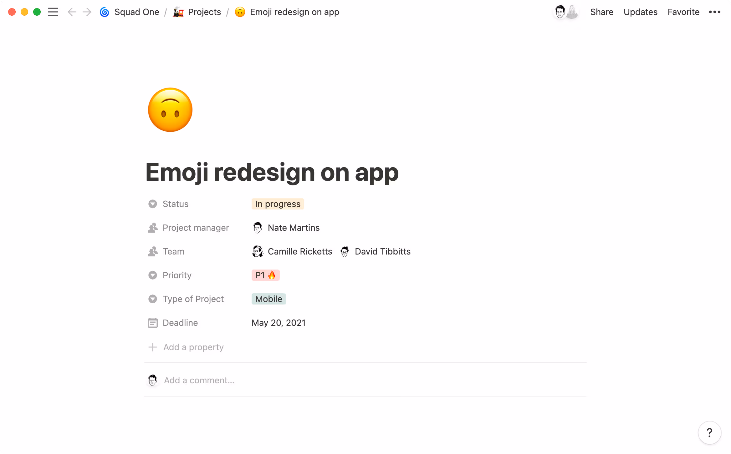 Properties help organize all your projects.