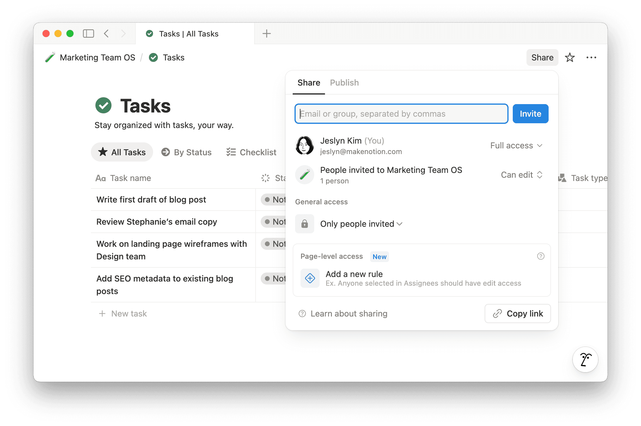 hc: create page level access rule